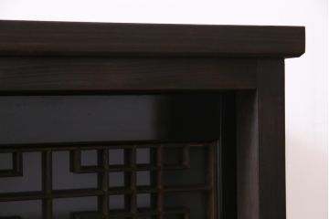 ラフジュ工房オリジナル　アンティーク建具リメイク　和モダンな脚付サイドボード(書院戸、組子、キャビネット)(R-037329)