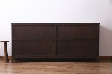 ラフジュ工房オリジナル　アンティーク建具リメイク　和モダンな脚付サイドボード(書院戸、組子、キャビネット)(R-037329)