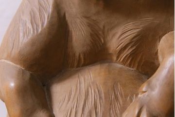 アンティーク雑貨　明治大正　狸　木彫　共箱(R-037331)