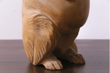 アンティーク雑貨　明治大正　狸　木彫　共箱(R-037331)