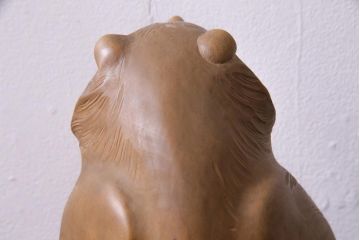 アンティーク雑貨　明治大正　狸　木彫　共箱(R-037331)