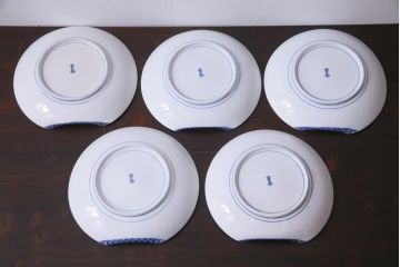 アンティーク雑貨　箱付き　柿右衛門　8寸変形皿5枚セット(ひげ皿)(R-037333)