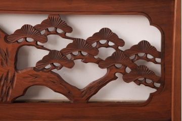 アンティーク家具　鷲と松の図　和の雰囲気を高める欄間(明り取り、ガラス無し)(R-037340)