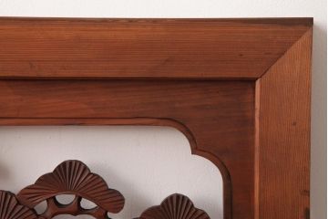 アンティーク家具　鷲と松の図　和の雰囲気を高める欄間(明り取り、ガラス無し)(R-037340)