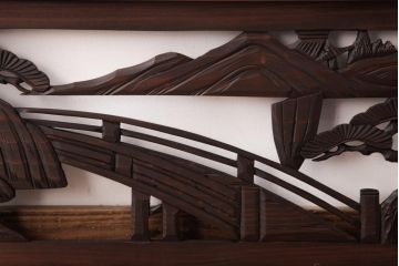アンティーク家具　山水図　和の雰囲気を高める欄間(明り取り、ガラス無し)(R-037341)