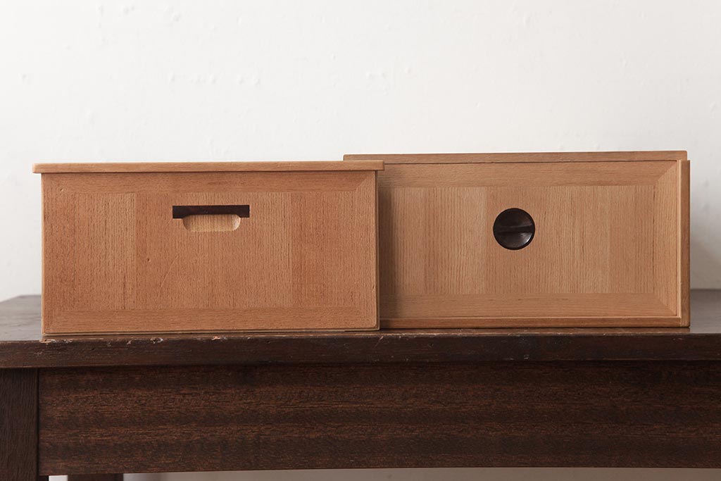 アンティーク雑貨　指物　桐材　シンプルな上手物の書箱(書類箱、帳簿入れ)(R-037346)