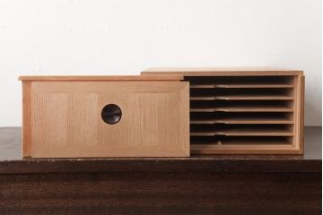 アンティーク雑貨　指物　桐材　シンプルな上手物の書箱(書類箱、帳簿入れ)(R-037346)