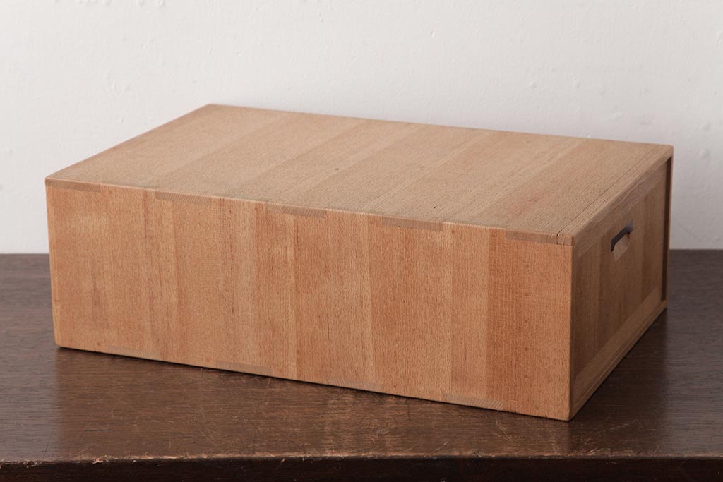 アンティーク雑貨　指物　桐材　シンプルな上手物の書箱(書類箱、帳簿入れ)(R-037346)