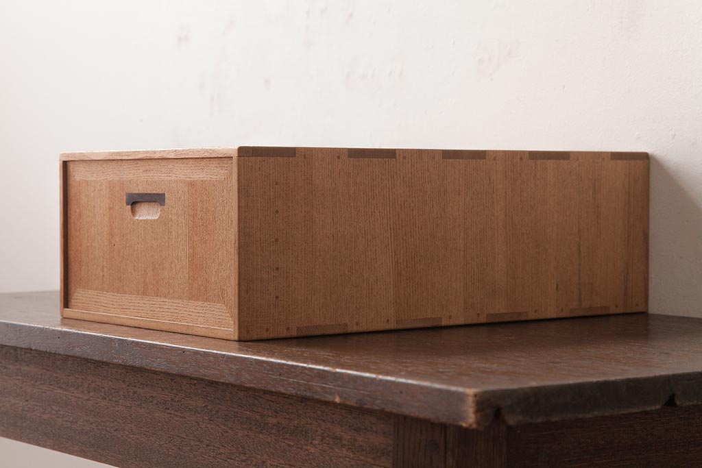 アンティーク雑貨　指物　桐材　シンプルな上手物の書箱(書類箱、帳簿入れ)(R-037346)