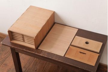 アンティーク雑貨　指物　桐材　シンプルな上手物の書箱(書類箱、帳簿入れ)(R-037346)