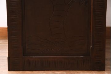 中古　伝統工芸　軽井沢彫り　桜の意匠が美しいドレッシングチェスト(ドレッサー、引き出し、鏡台)(R-037347)