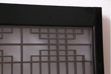 アンティーク家具　ラフジュ工房オリジナル　古建具リメイク　組子の模様の引き戸が風情漂うキャビネット(収納棚、戸棚、書院戸)(R-037348)