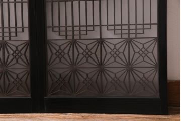 アンティーク家具　ラフジュ工房オリジナル　古建具リメイク　組子の模様の引き戸が風情漂うキャビネット(収納棚、戸棚、書院戸)(R-037348)