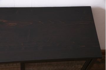 アンティーク家具　ラフジュ工房オリジナル　古建具リメイク　組子の模様の引き戸が風情漂うキャビネット(収納棚、戸棚、書院戸)(R-037348)