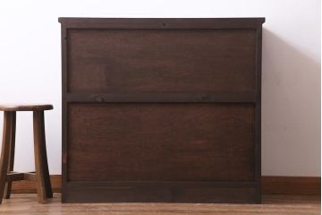 アンティーク家具　ラフジュ工房オリジナル　古建具リメイク　組子の模様の引き戸が風情漂うキャビネット(収納棚、戸棚、書院戸)(R-037348)