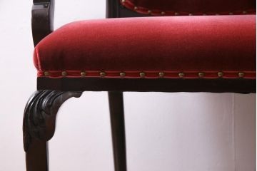 アンティーク家具　英国　イギリスヴィンテージ　ウォールナット材　猫脚セティ(二人掛けソファ、ダイニングソファ、ビンテージ)(R-037349)