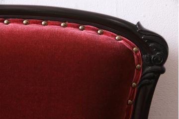 アンティーク家具　英国　イギリスヴィンテージ　ウォールナット材　猫脚セティ(二人掛けソファ、ダイニングソファ、ビンテージ)(R-037349)