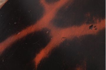 アンティーク家具　漆塗り　個性的な脚が目を引く珍しいデザインのちゃぶ台(丸テーブル)(R-037354)