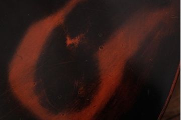 アンティーク家具　漆塗り　個性的な脚が目を引く珍しいデザインのちゃぶ台(丸テーブル)(R-037354)