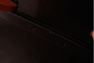 アンティーク家具　漆塗り　個性的な脚が目を引く珍しいデザインのちゃぶ台(丸テーブル)(R-037354)