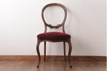アンティーク家具　イギリスアンティーク　マホガニー材　優雅なバルーンバックチェア(ダイニングチェア、椅子)(R-037360)