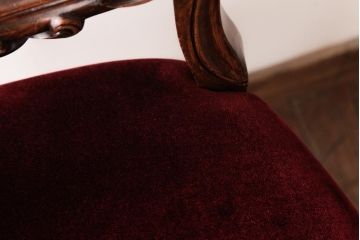アンティーク家具　イギリスアンティーク　マホガニー材　優雅なバルーンバックチェア(ダイニングチェア、椅子)(R-037360)