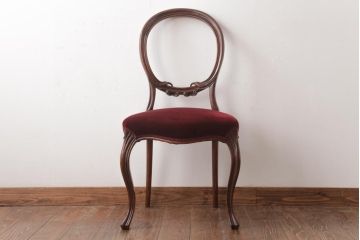 アンティーク家具　イギリスアンティーク　マホガニー材　優雅なバルーンバックチェア(ダイニングチェア、椅子)(R-037361)