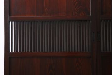 アンティーク建具　和製アンティーク　漆塗り　味わいたっぷりの明治大正期の板戸(引き戸、建具)2枚セット(R-037364)