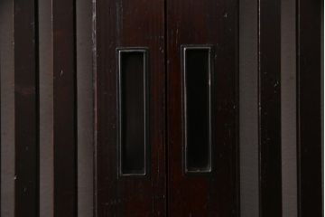 アンティーク建具　和製アンティーク　漆塗り　味わいたっぷりの明治大正期の板戸(引き戸、建具)2枚セット(R-037364)