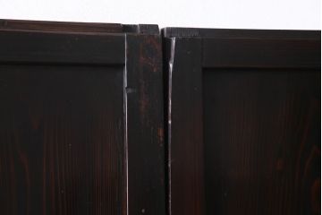 アンティーク建具　和製アンティーク　漆塗り　味わいたっぷりの明治大正期の板戸(引き戸、建具)2枚セット(R-037364)