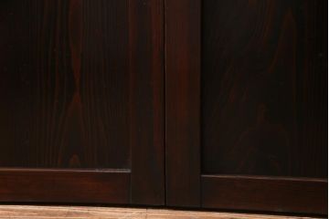 アンティーク建具　和製アンティーク　漆塗り　味わいたっぷりの明治大正期の板戸(引き戸、建具)2枚セット(R-037364)