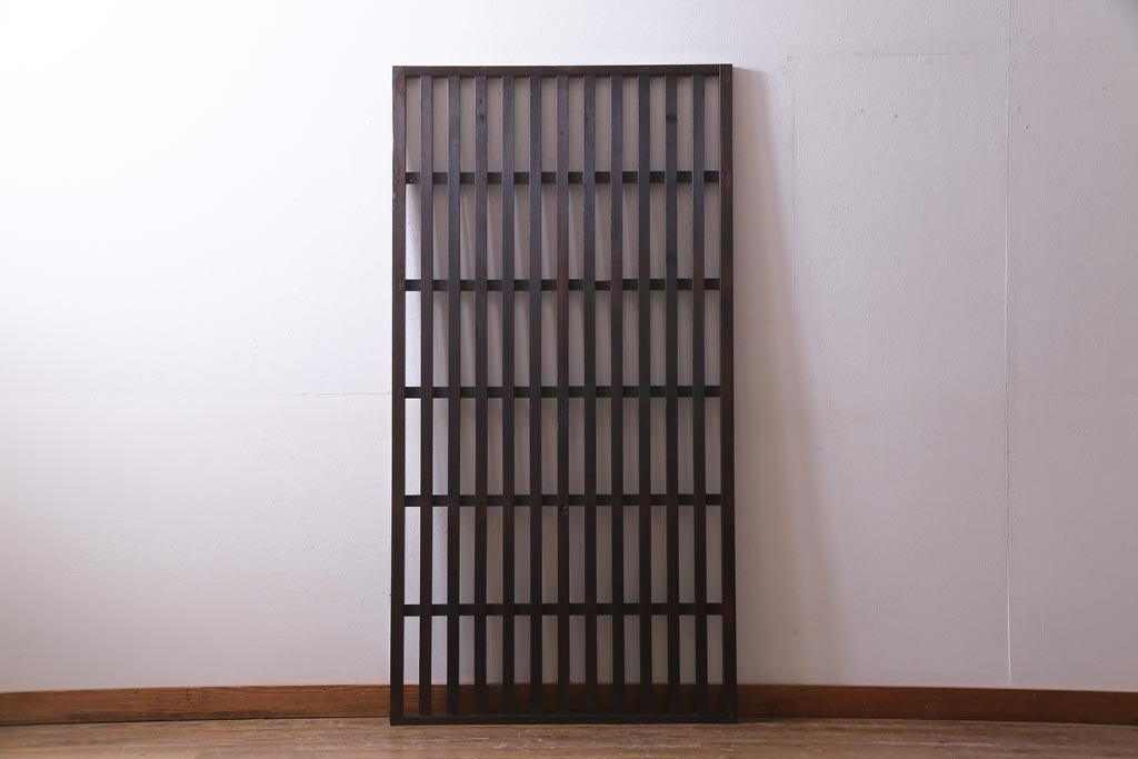 アンティーク建具　明治大正期　風情を感じさせる和モダンな縦格子戸1枚(建具、はめ殺し、DIY)