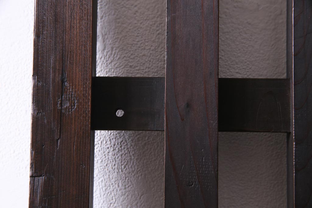 アンティーク建具　明治大正期　風情を感じさせる和モダンな縦格子戸1枚(建具、はめ殺し、DIY)