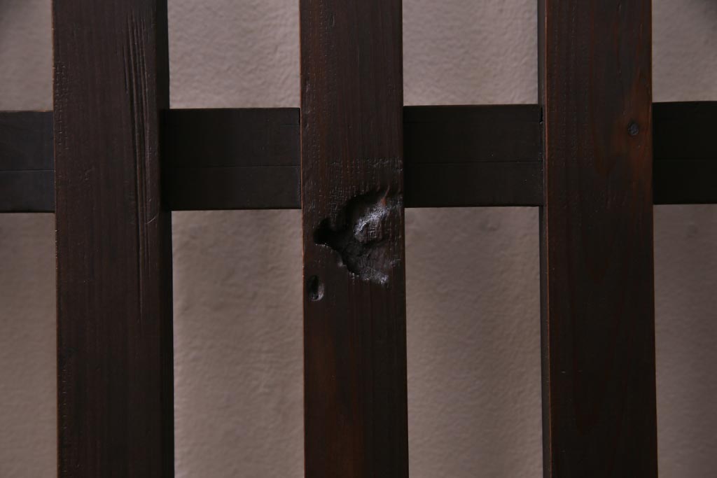 アンティーク建具　明治大正期　風情を感じさせる和モダンな縦格子戸1枚(建具、はめ殺し、DIY)