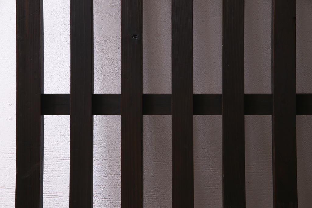 アンティーク建具　明治大正期　風情を感じさせる和モダンな縦格子戸1枚(建具、はめ殺し、DIY)