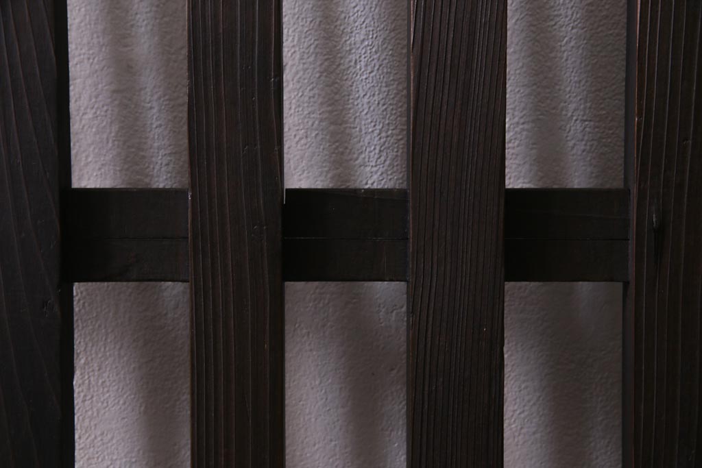 アンティーク建具　明治大正期　風情を感じさせる和モダンな縦格子戸1枚(建具、はめ殺し、DIY)