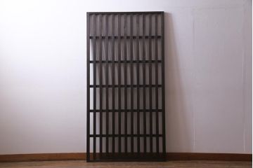 アンティーク建具　明治大正期　風情を感じさせる和モダンな縦格子戸1枚(建具、はめ殺し、DIY)