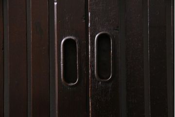 アンティーク建具　和製アンティーク　和の風情を演出してくれる平格子戸2枚セット(引き戸、ガラス戸)(R-037367)