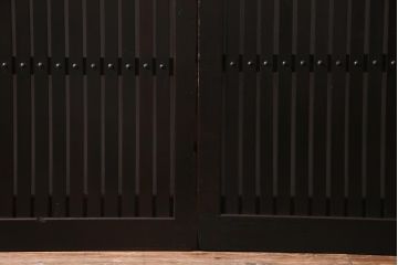 アンティーク建具　和製アンティーク　和の風情を演出してくれる平格子戸2枚セット(引き戸、ガラス戸)(R-037367)
