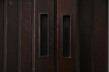 アンティーク建具　和製アンティーク　和の風情を演出してくれる平格子戸2枚セット(引き戸、ガラス戸)(R-037367)
