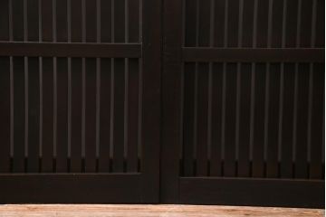 アンティーク建具　和製アンティーク　和の風情を演出してくれる平格子戸2枚セット(引き戸、ガラス戸)(R-037367)