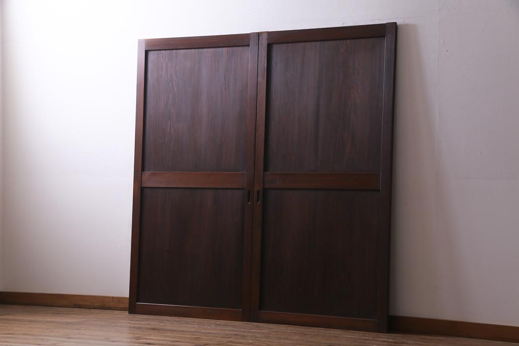 アンティーク建具　和製アンティーク　明治大正期　落ち着いた印象の板戸2枚セット(R-037368)