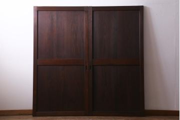 アンティーク建具　和製アンティーク　明治大正期　落ち着いた印象の板戸2枚セット(R-037368)
