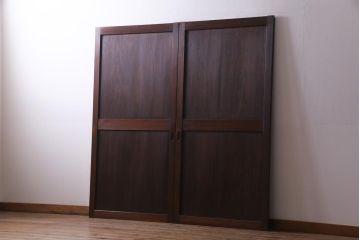 アンティーク建具　和製アンティーク　明治大正期　落ち着いた印象の板戸2枚セット(R-037368)