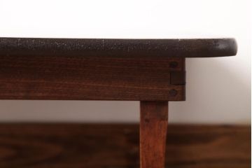 レトロ家具　栓材　懐かしさ漂う昭和レトロな角ちゃぶ台(ローテーブル)(R-037370)