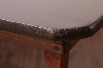 レトロ家具　栓材　懐かしさ漂う昭和レトロな角ちゃぶ台(ローテーブル)(R-037370)