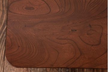 アンティーク家具　総ケヤキ材　一枚板を贅沢に使用したダイナミックな杢目の角ちゃぶ台(ローテーブル)(R-037371)