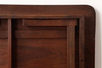 レトロ家具　栓材一枚板　シンプルで使い勝手の良い角ちゃぶ台(ローテーブル)(R-037372)