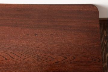 レトロ家具　栓材一枚板　シンプルで使い勝手の良い角ちゃぶ台(ローテーブル)(R-037372)