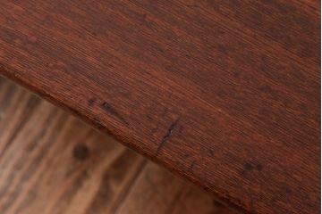 レトロ家具　栓材一枚板　シンプルで使い勝手の良い角ちゃぶ台(ローテーブル)(R-037372)